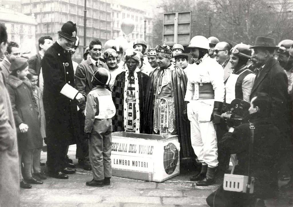 1960 Epiphany day (the three kings) in Milan with Lambretta