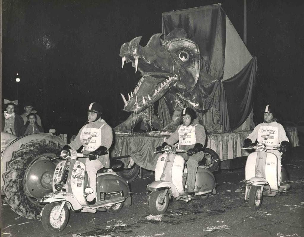 1960 Ambrosian parade, Milan with Lambretta scooters