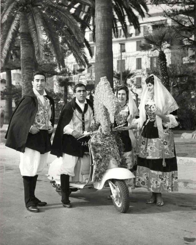 1961 Europe flower parade in Sanremo with Lambretta scooters