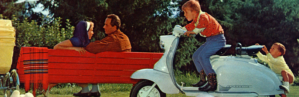 Lambretta scooter with children